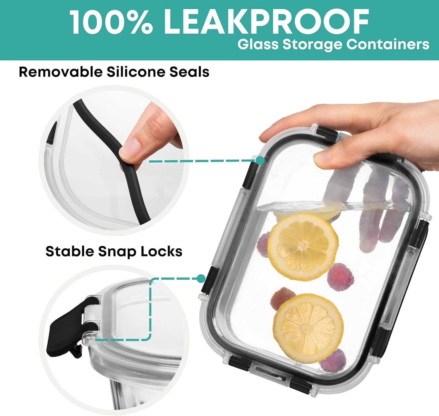 30 PC Glass Food Storage Containers with Lids – Reusable Glass Meal Prep Contain