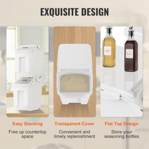 Ingredient Storage Bin 2 x 15L Dispenser Bin with 2 Measuring Cups