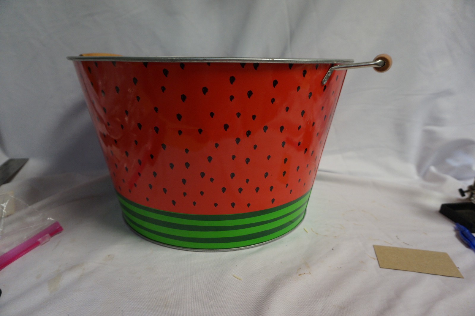 Green and Red Watermelon metal tub for summer picnic ice tub