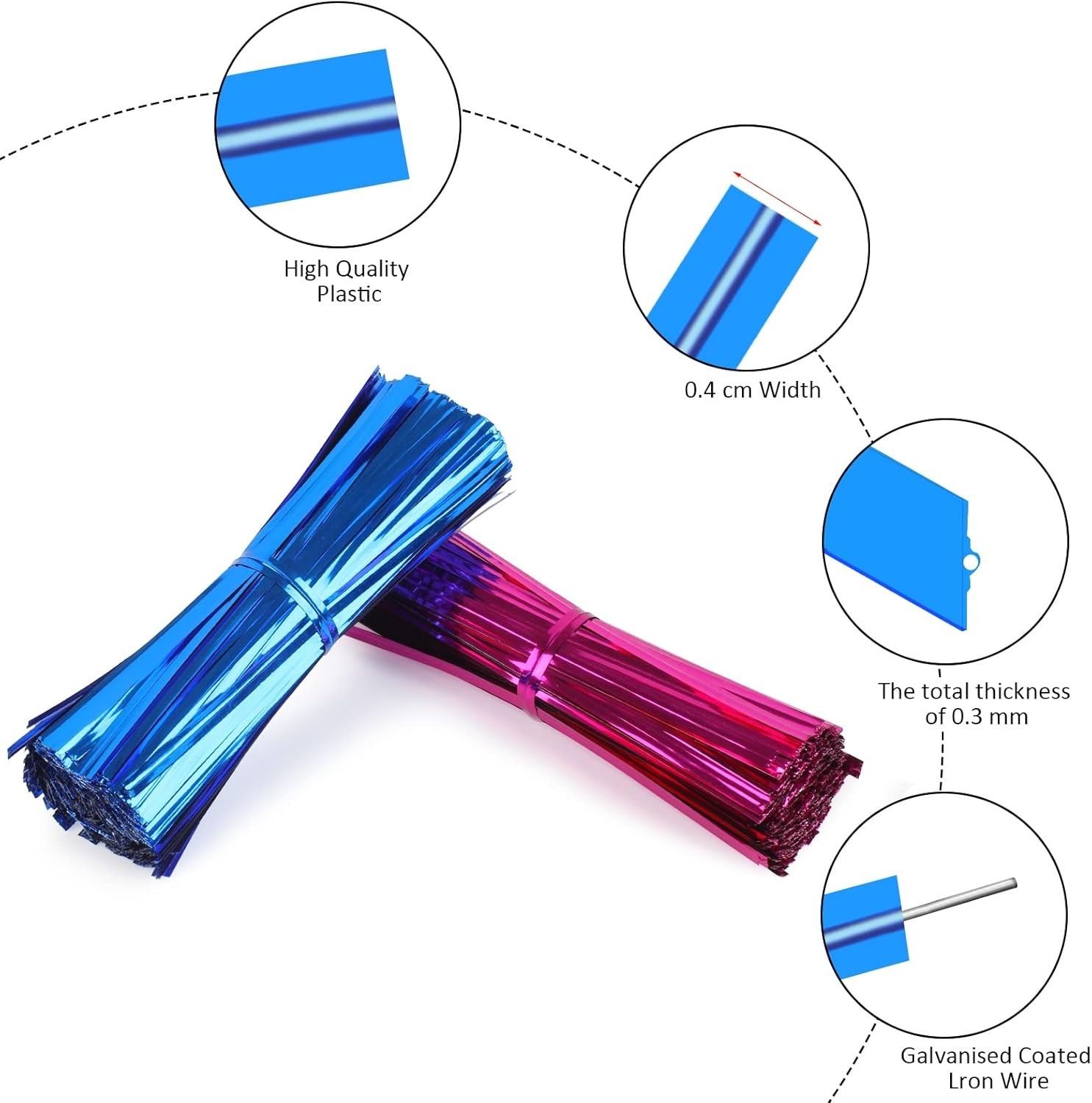 3200Pc Twist Ties Plastic 4in Bag Ties Reusable Bread Ties Christmas Home Office