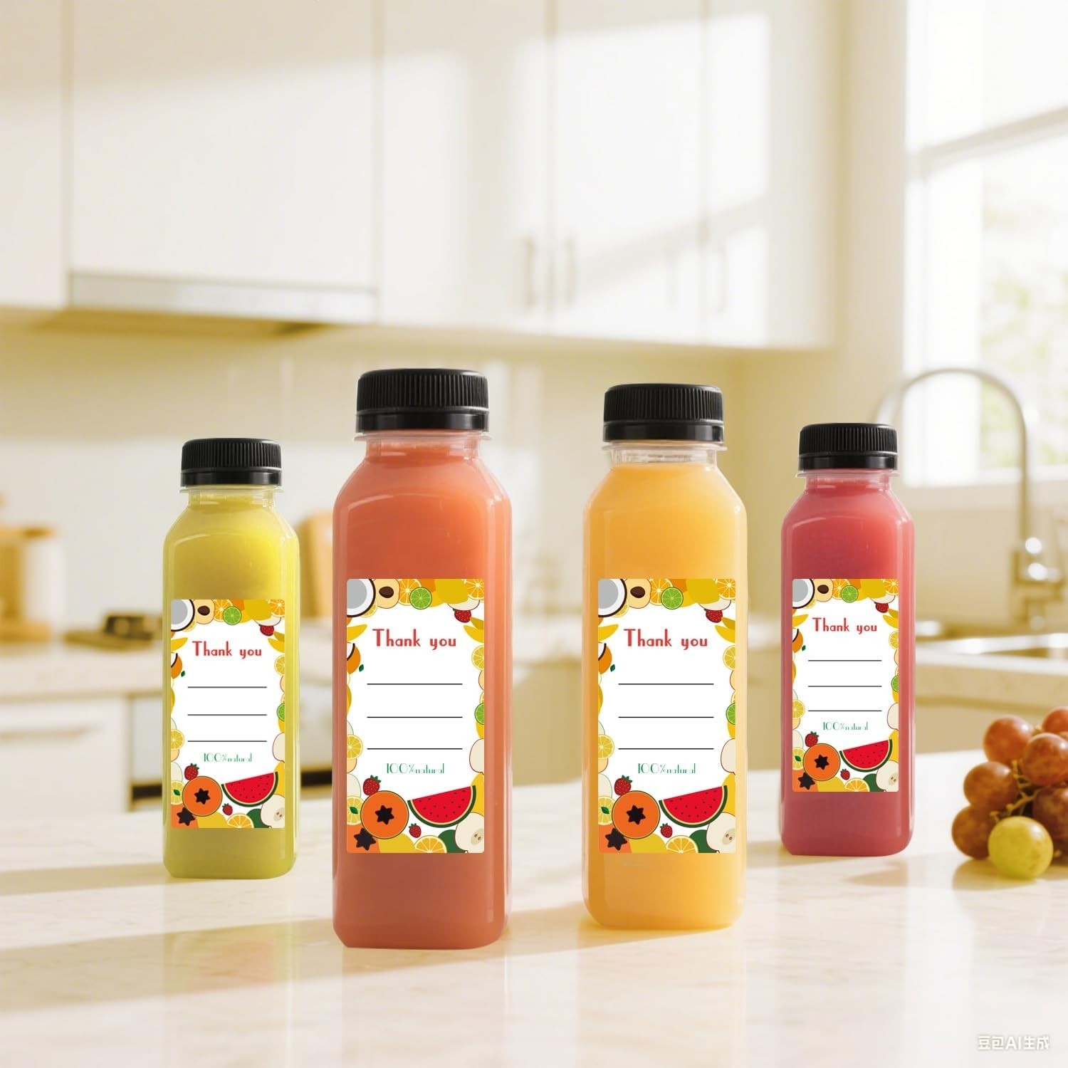 100PCS 16oz Plastic Juice Bottles with Lids Clear Reusable Beverage Set