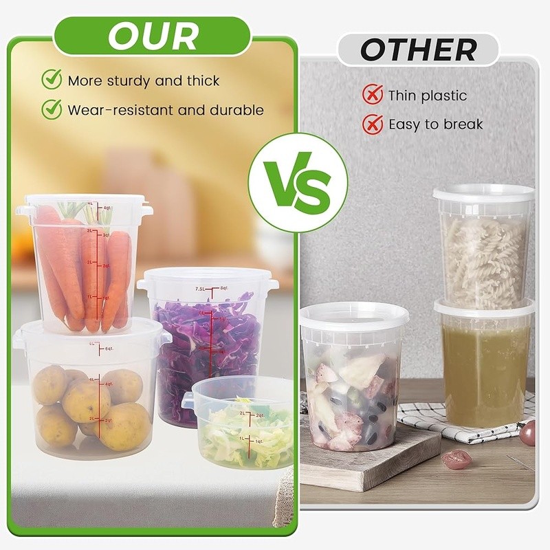 Large Food Storage Containers 22QT 4Pack BPA-Free W/ Sealed Lids Labels New