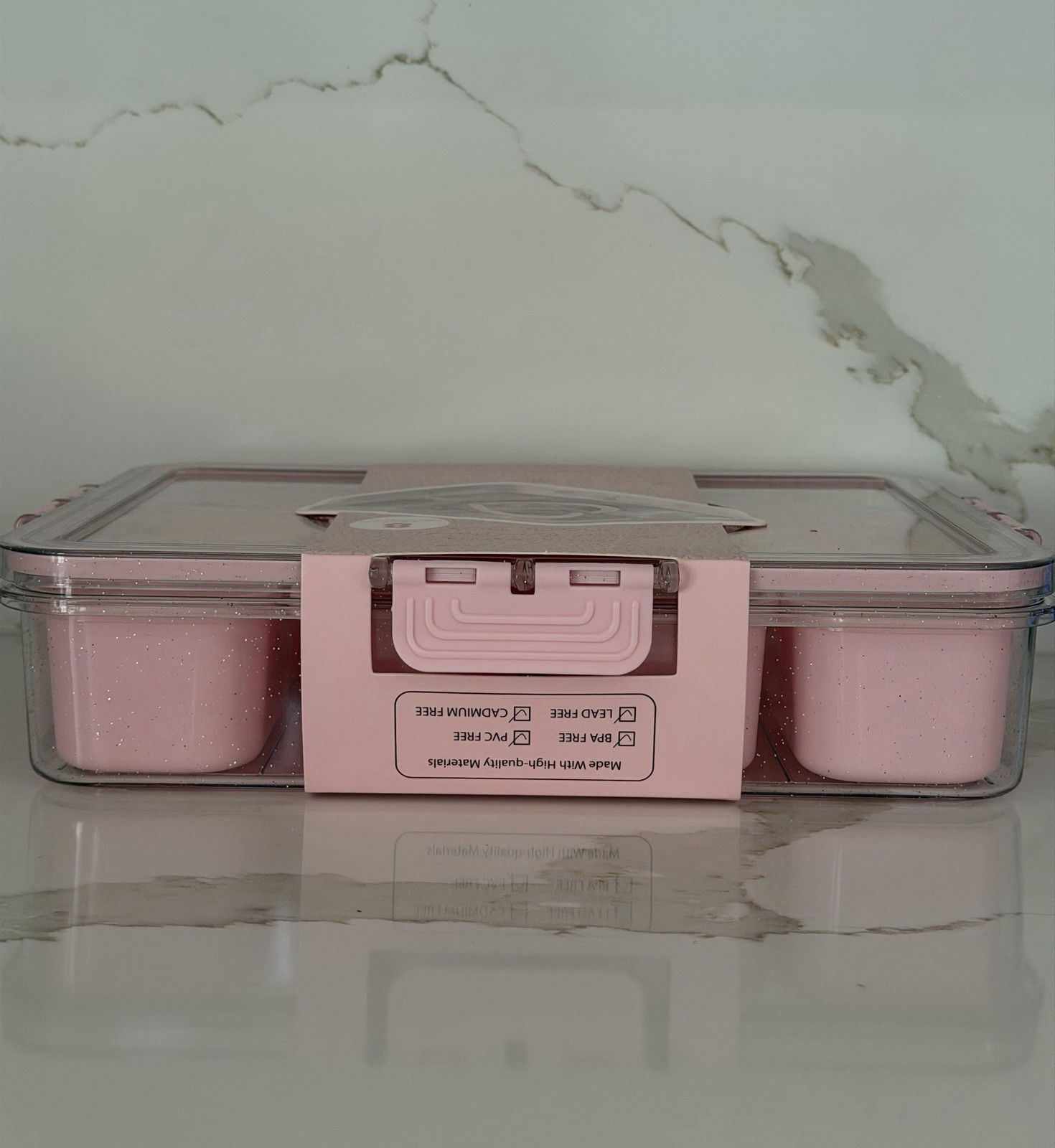 New CWC Snack Box Airtight Container 8 Separate Compartments With Lids Pink NWT