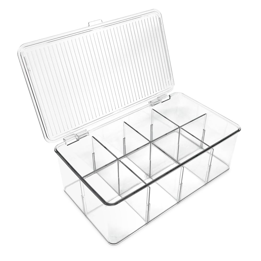Isaac Jacobs Divided Clear Plastic Organizer (10.88″ x 6.63″ x 3.75″)