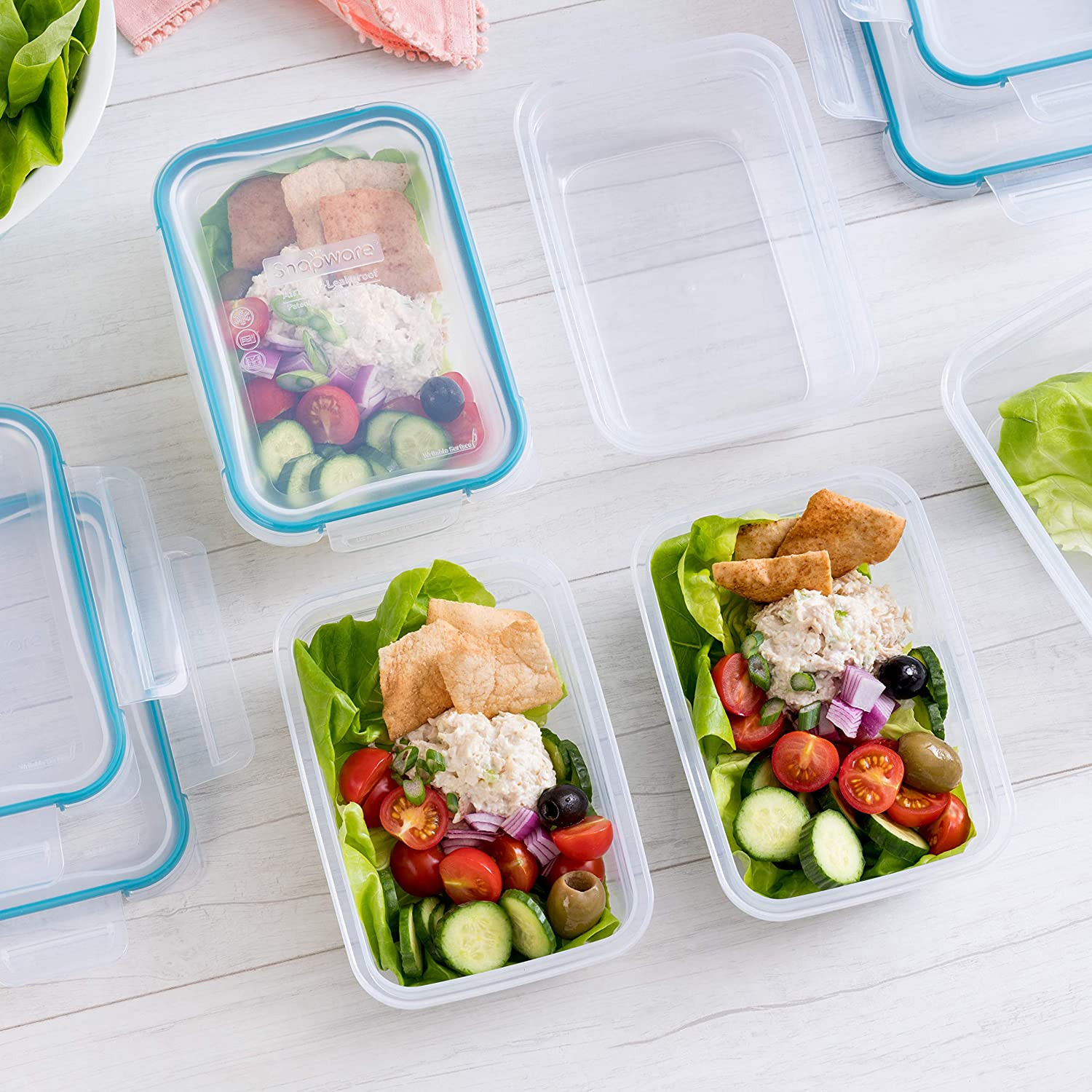 Plastic Total Solution 5-Pack (3-Cup) Food Storage Containers Set, Leakproof & A