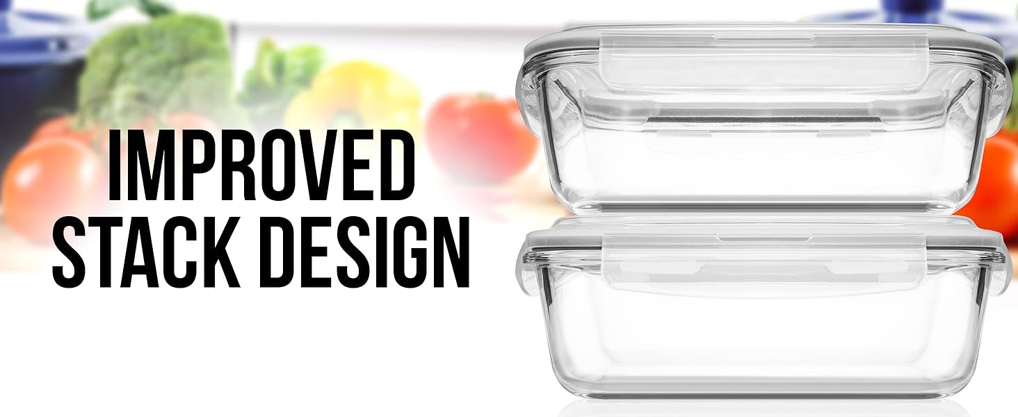 8 Cups/ 63 Oz 4 Piece (2 containers + 2 Lids) Large Glass Food Storage/ Baking