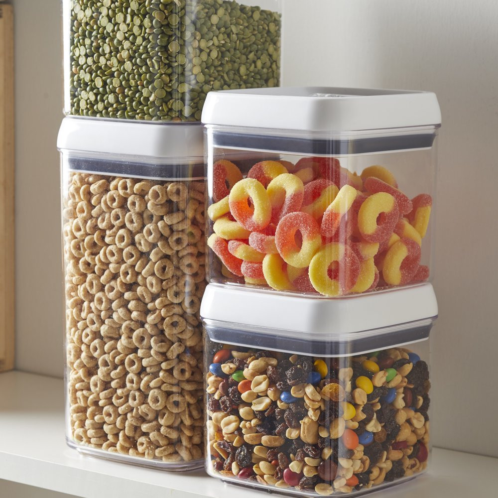 Flip-Tite Square Food Storage Container Stackable Airtight Canister Box 4.5 Cup