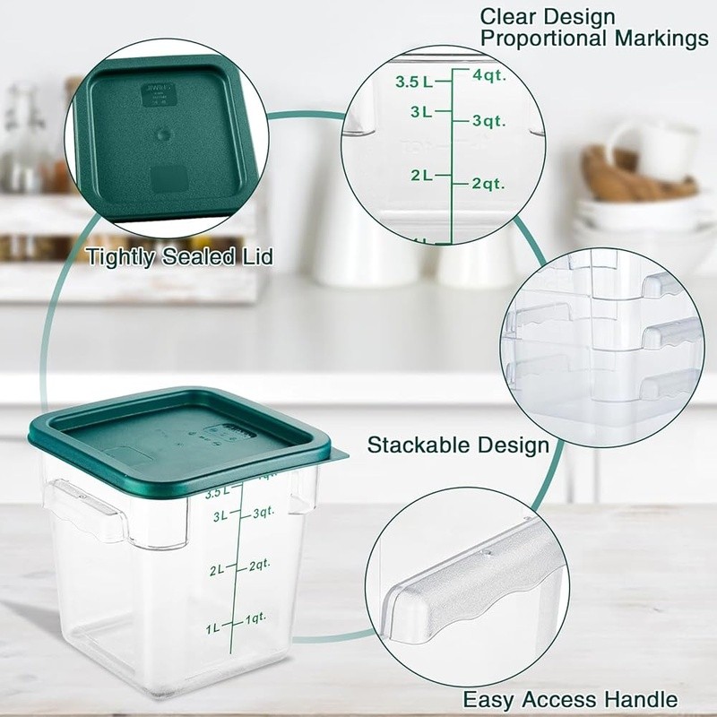 Durable Food Storage Containers Airtight Lids Ideal Professional Kitchen Use