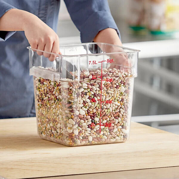8 Qt.Translucent Square Polycarbonate Food Storage Container and Lid (Combe Set)
