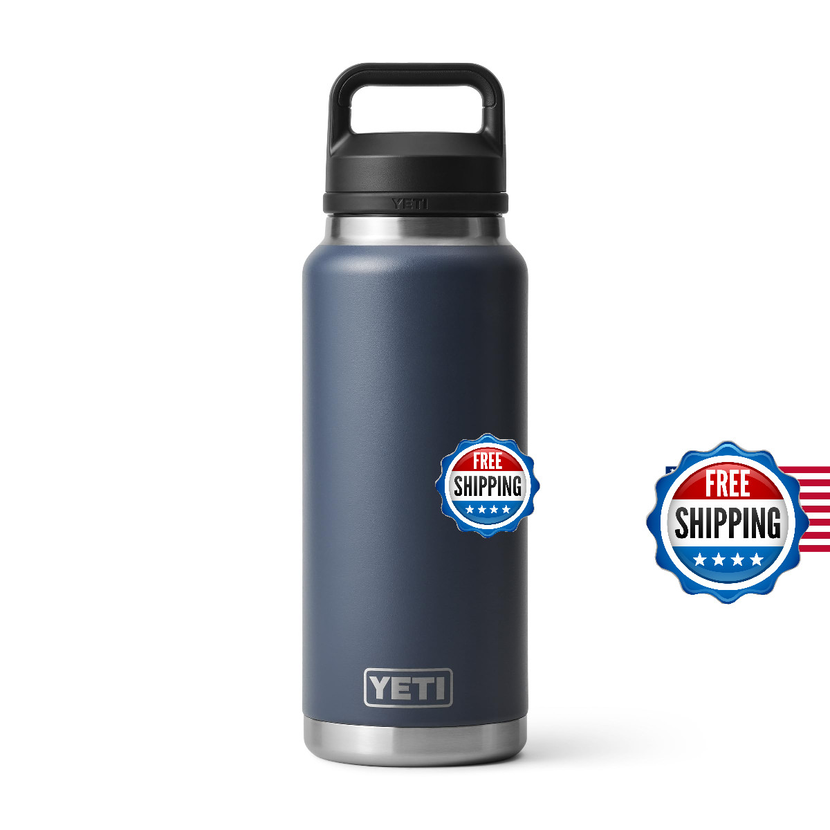 YETI Rambler 36 oz Bottle, Vacuum Insulated, Stainless Steel with Chug Cap, Navy