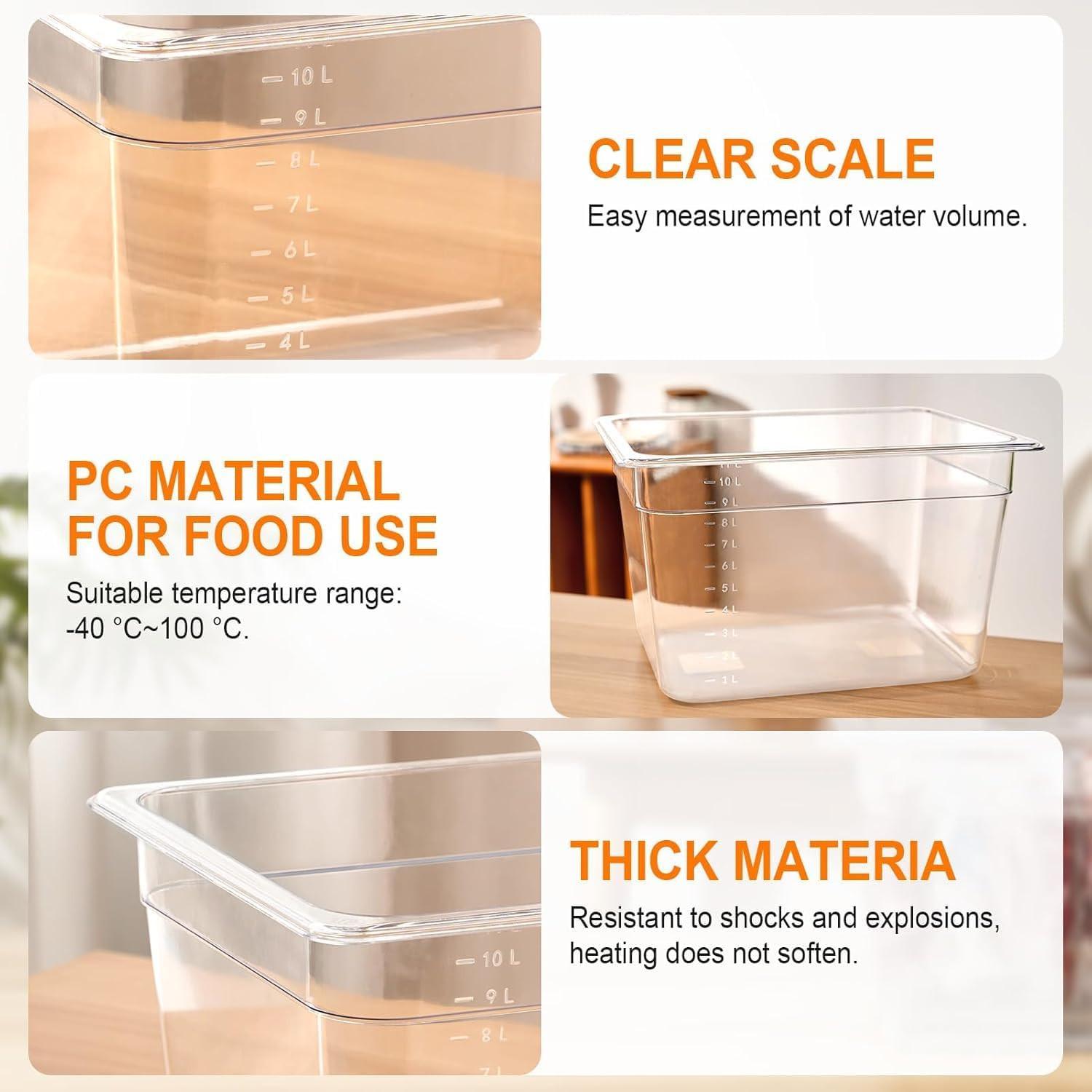 Sous Vide Container Kit 12 Qt with Lid Rack Sleeve Compatible with Most Cookers