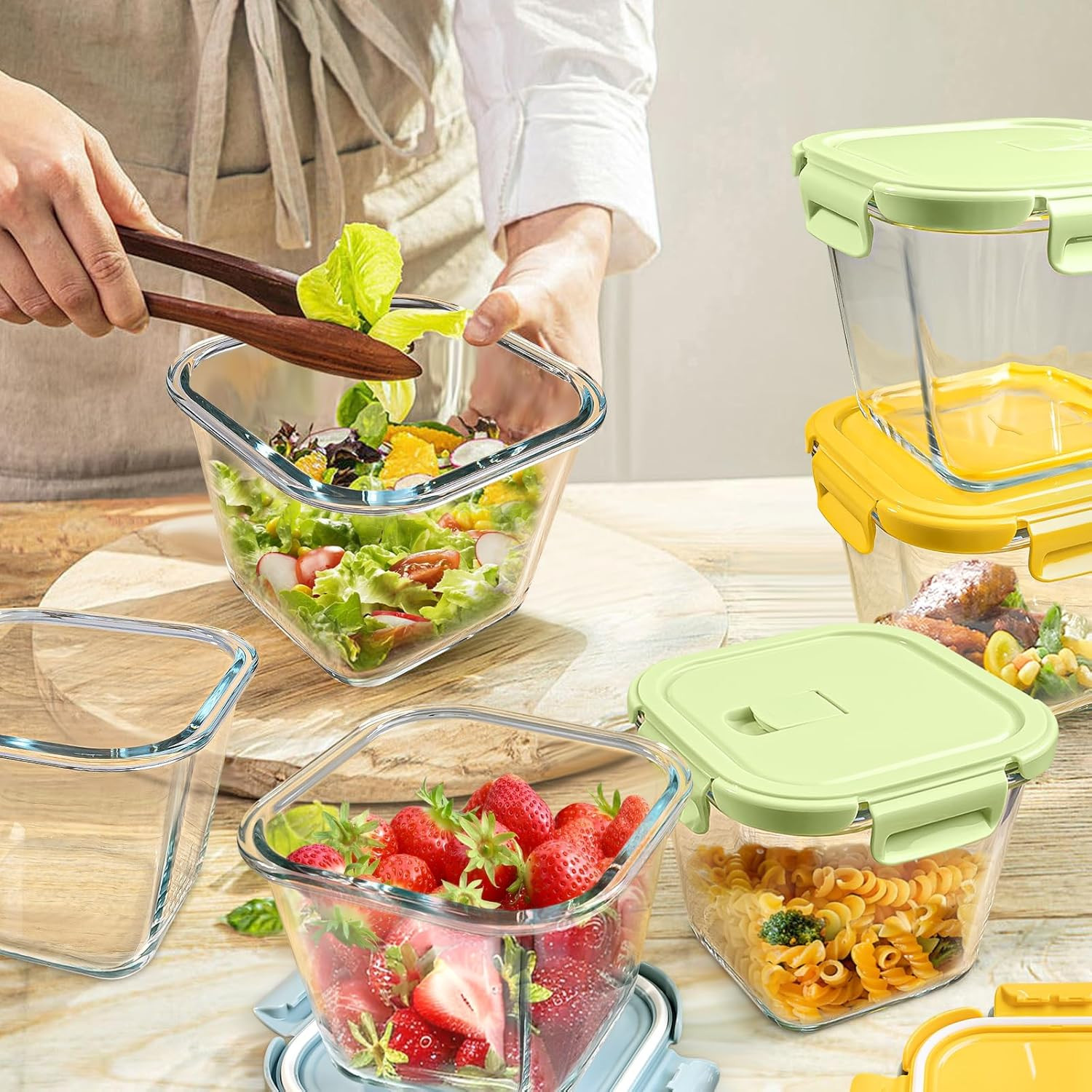 Glass Soup Containers with Lids 32Oz – Borosilicate Glass Storage Containers 4 C