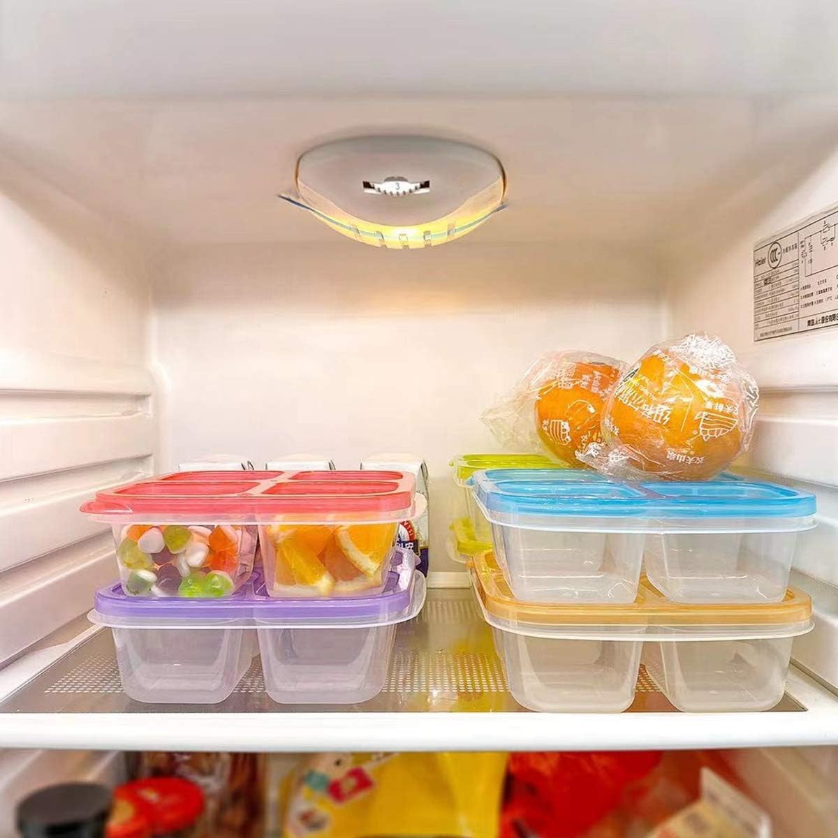 Classic Color 4-Compartment Meal Prep Containers: Set of 6, Microwave Safe