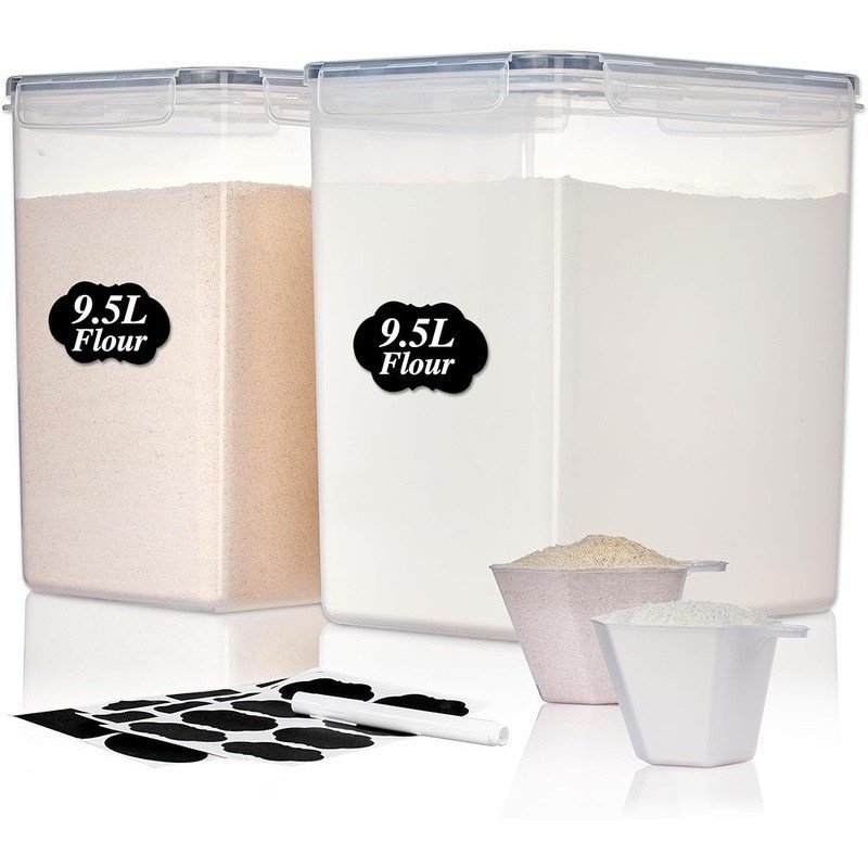 Airtight Food Storage Containers W/ Measuring Cups Bulk Kitchen Organization New