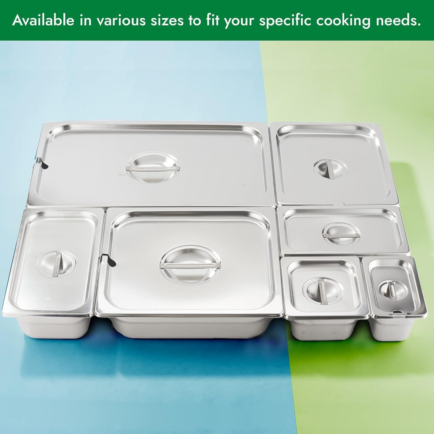 HECMAC 6 Pack 1/2 Size Hotel Pan Covers Stainless Steel Solid Lid 23 Gauge #R038