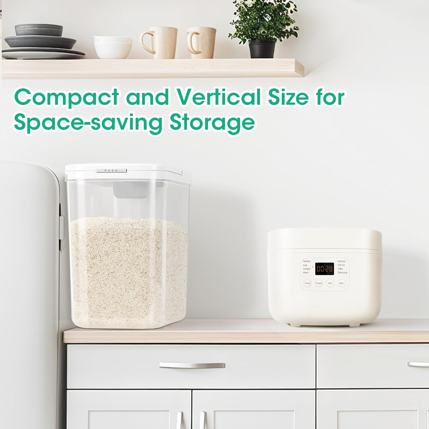 TBMax Rice Flour Storage Container with Automatic Flip-up Lid 25 Lbs | 12.68 Qt,