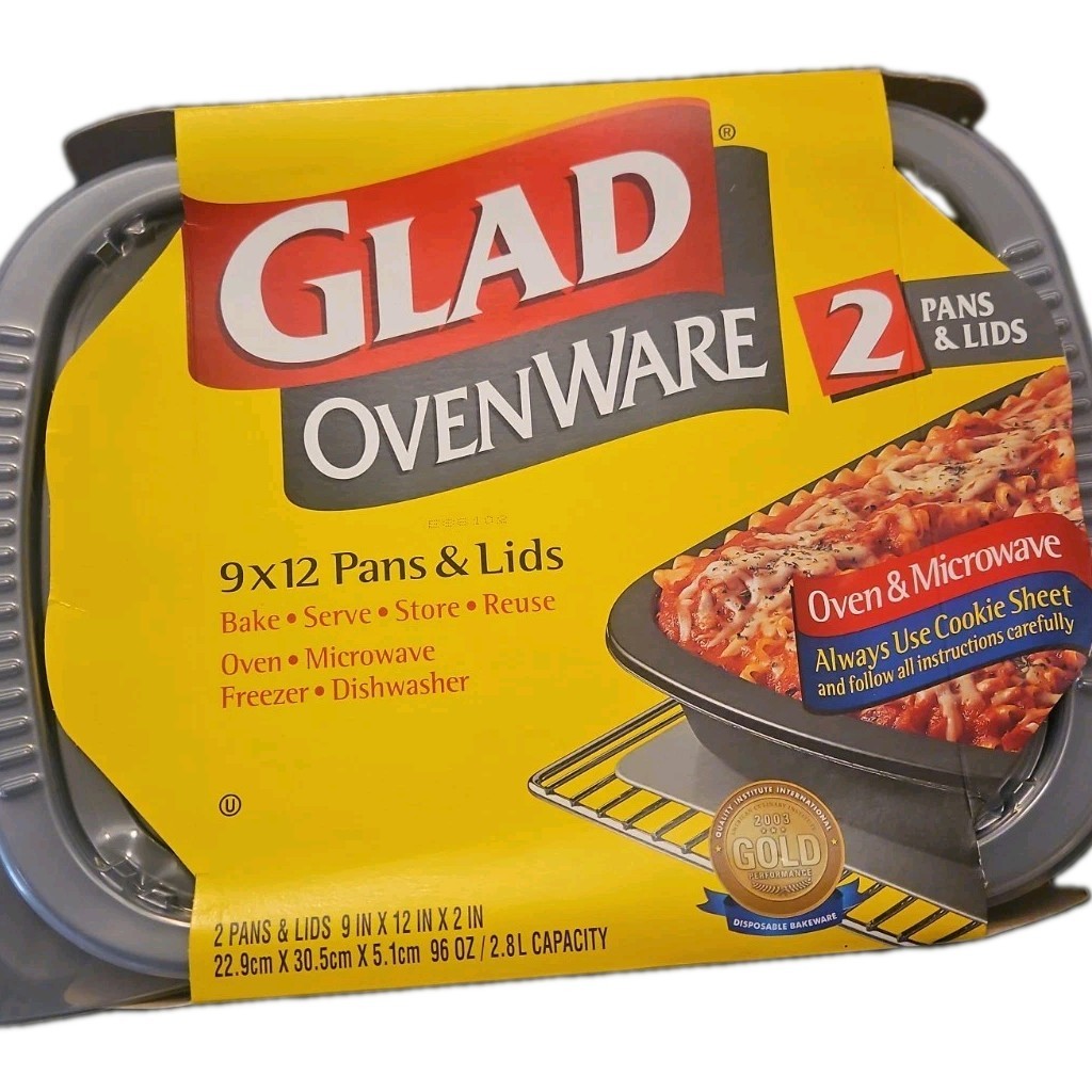 Glad OvenWare Simply Cooking 2 Pans Lids 9” x 12” Made In USA Bake Serve Store