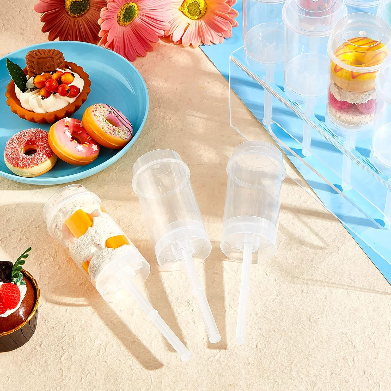 Lenwen 300 Pcs Cake Push Pop Containers with Lids, Reusable Cake Push Pops, Muti