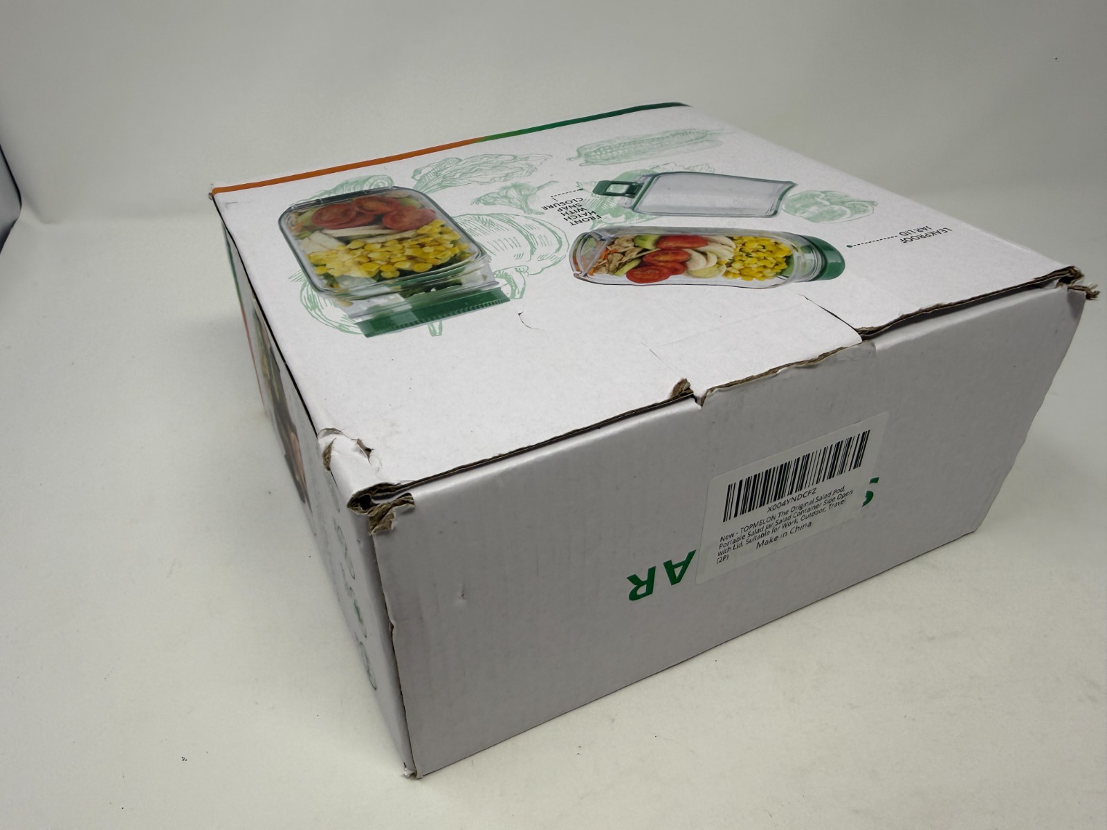 2 Pack Salad Jar Plastic Mason Jar with Side Opening Fruit Storage Box