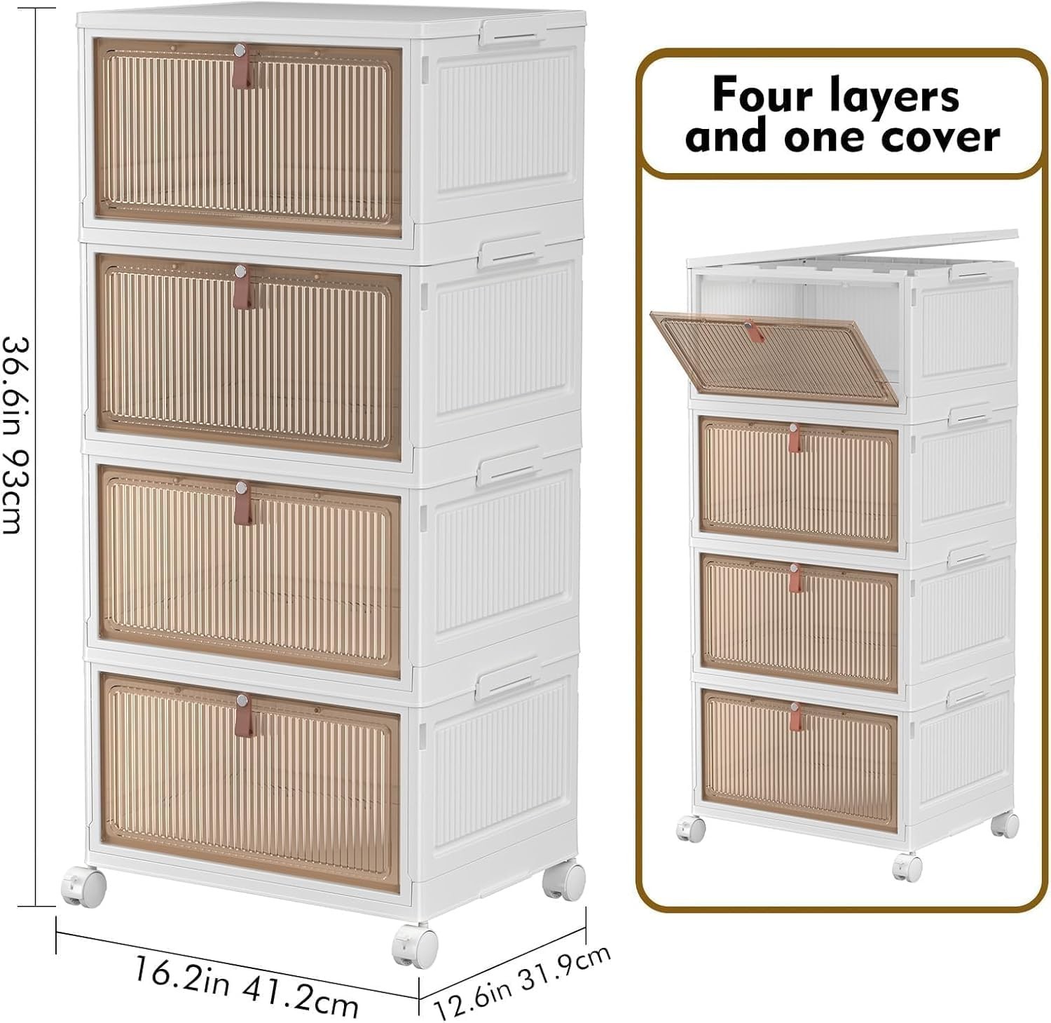YFXCVSL 4 Tier Plastic Storage Bins with Lid 28QT – 4-Tier 28QT, White