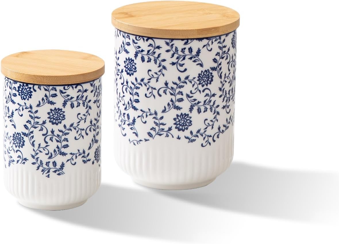 Canisters Sets for the Kitchen – 2 Pcs 36/18 oz Ceramic Kitchen Containers for