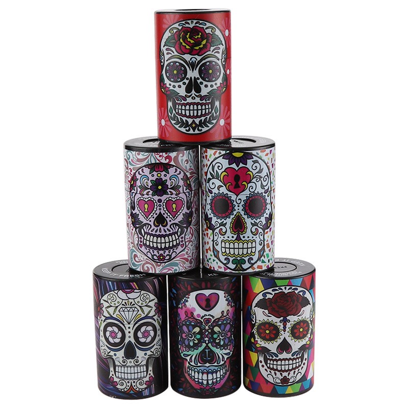 Multi-Purpose Skull Print 4 Moisture Resistant Sealed Tobacco Storage Jars