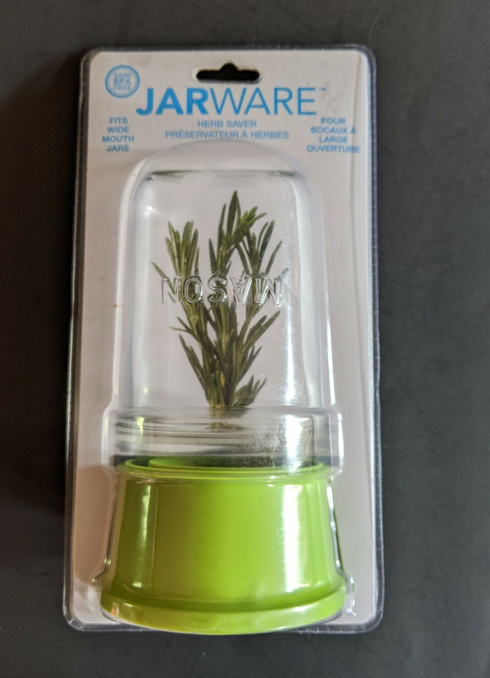 Jarware 82603 Herb Saver Lid for Wide Mouth Mason Jars Green BPA Free