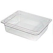 Camwear Food Pan, Plastic, 1/2 Size, 4” Deep, Polycarbonate, Clear