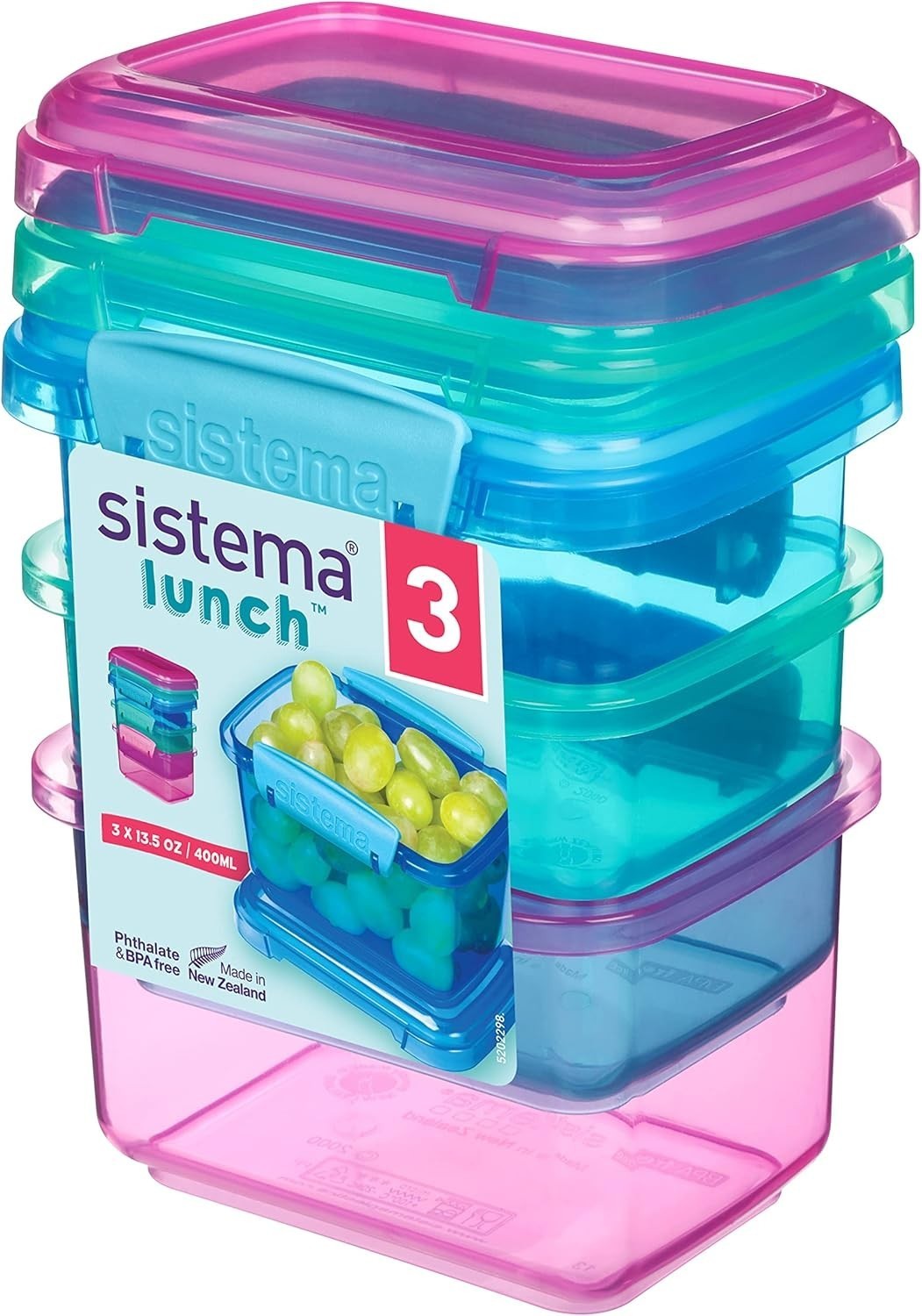 Lunch Collection Food Storage Containers 6.7 oz./0.2 L Pink/Green/Blue 3 Count