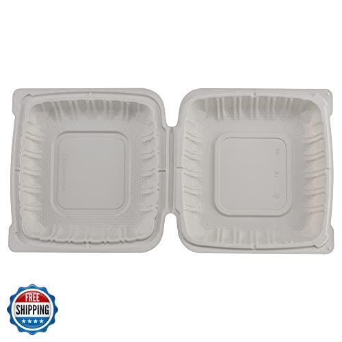 TIYA Clamshell Food Containers – White Bulk 150 Pack, 8×8 in – BPA-Free Plast