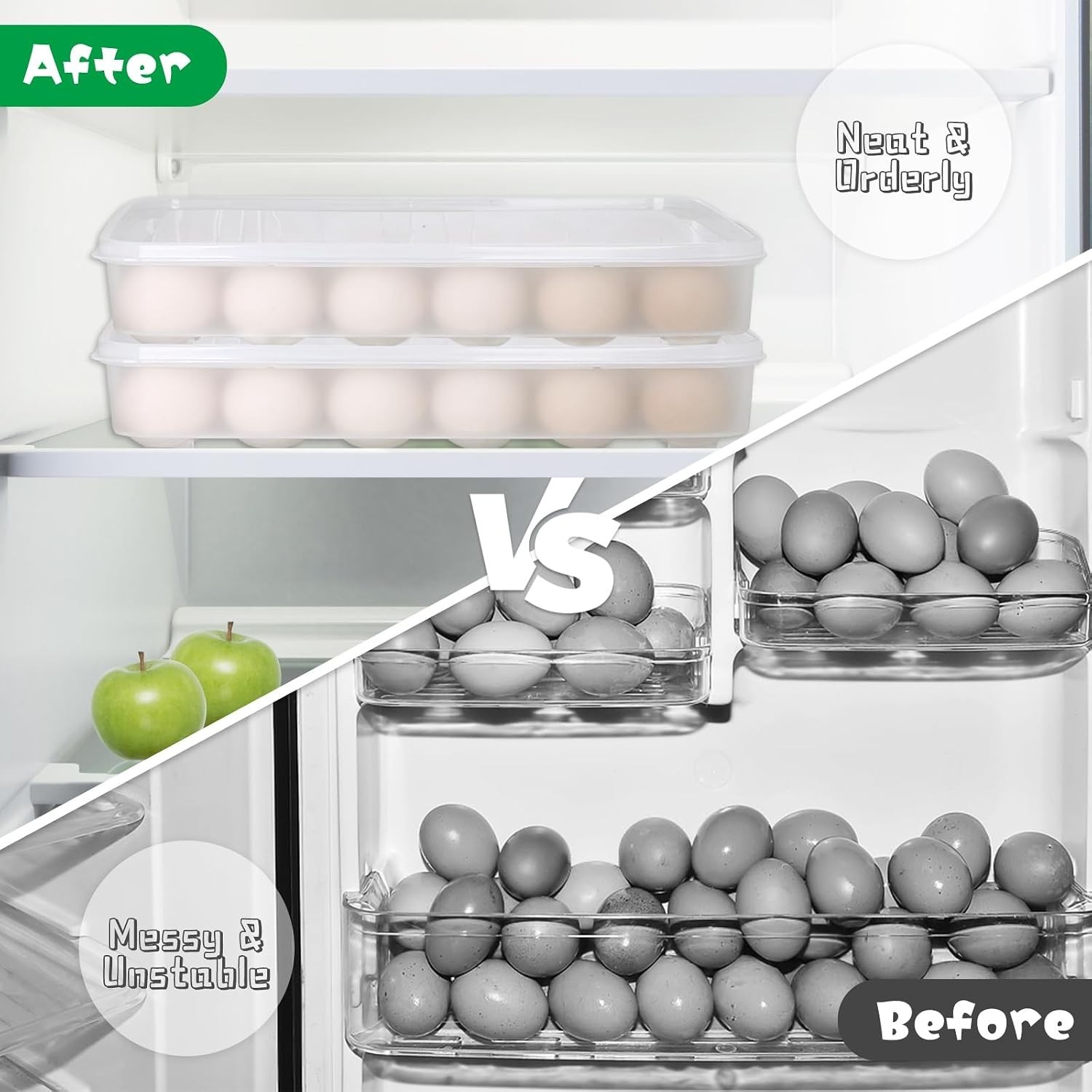 Deviled Egg Containers with Lid, Set of 2,Stackable Plastic Egg Holder for 48…