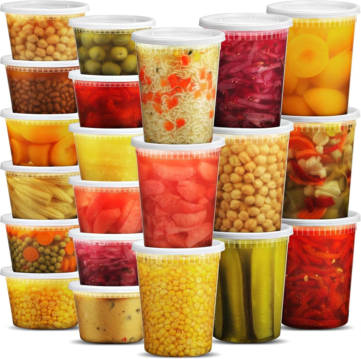 Deli Food Storage Containers with Lids – (48 Sets) 24-32 Oz Quart Size & 24-16 O