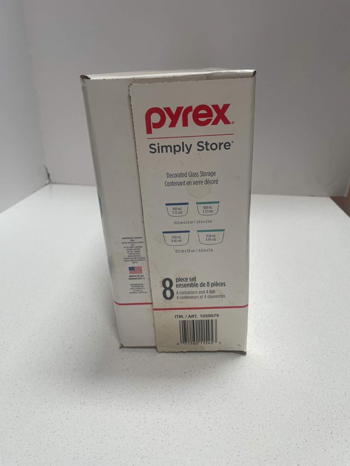 Rare 2018 PYREX Simply Store Pure Glass 8 pc Set Blue & Mint Decorated NIB NOS!!