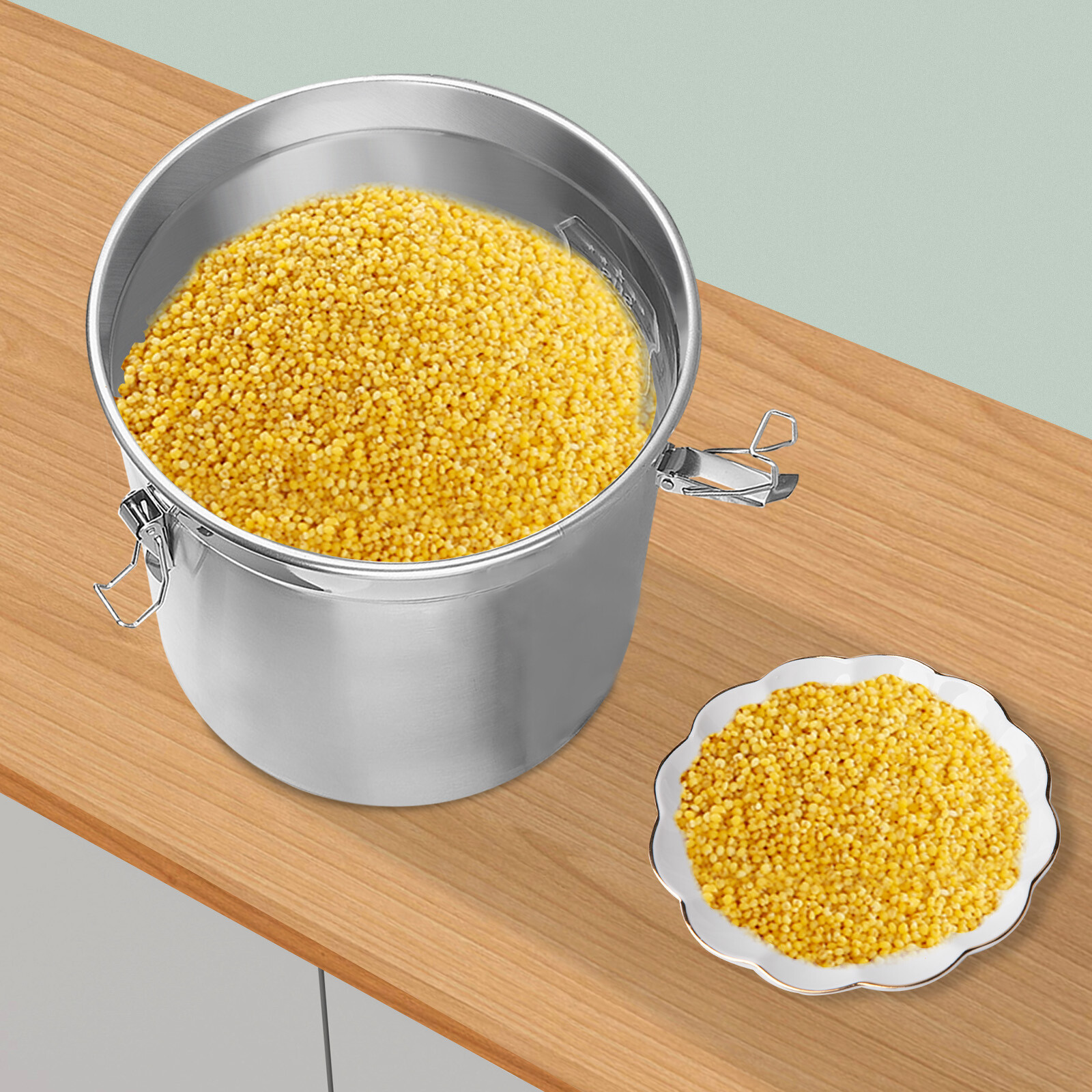 6 L Stainless Steel Airtight Canister, 1.3Gal Canisters Container with Lids HOT!