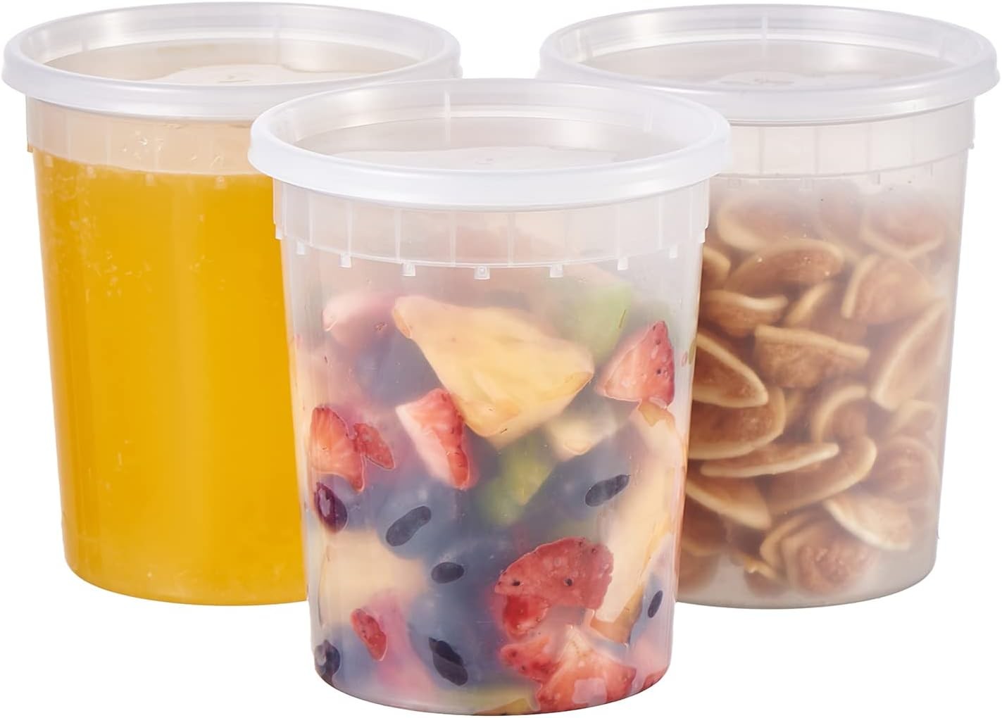 [32 oz. -24 Sets ] Plastic Deli Food Storage Soup Togo Containers W/ Airtight