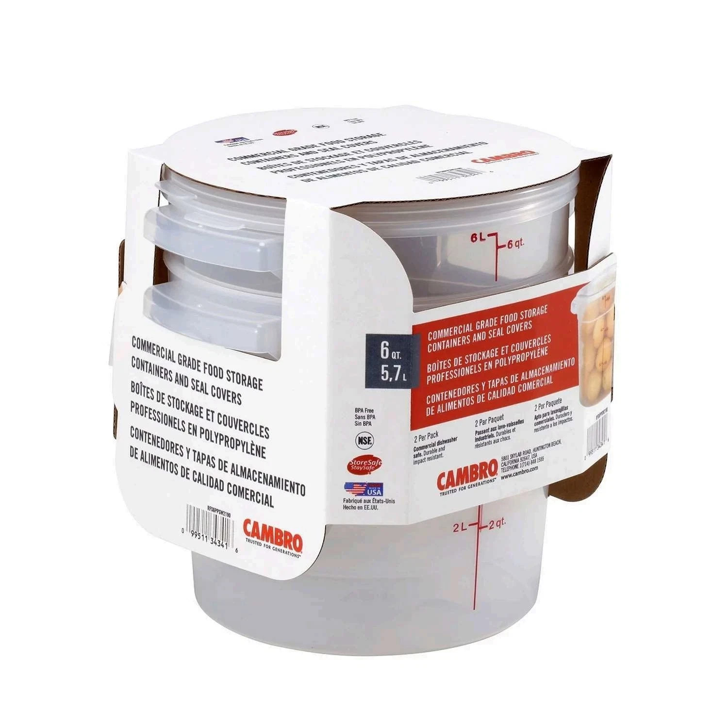 2 PACK – Cambro round Translucent Container with Lid (6 Qt.) FREE SHIPPING