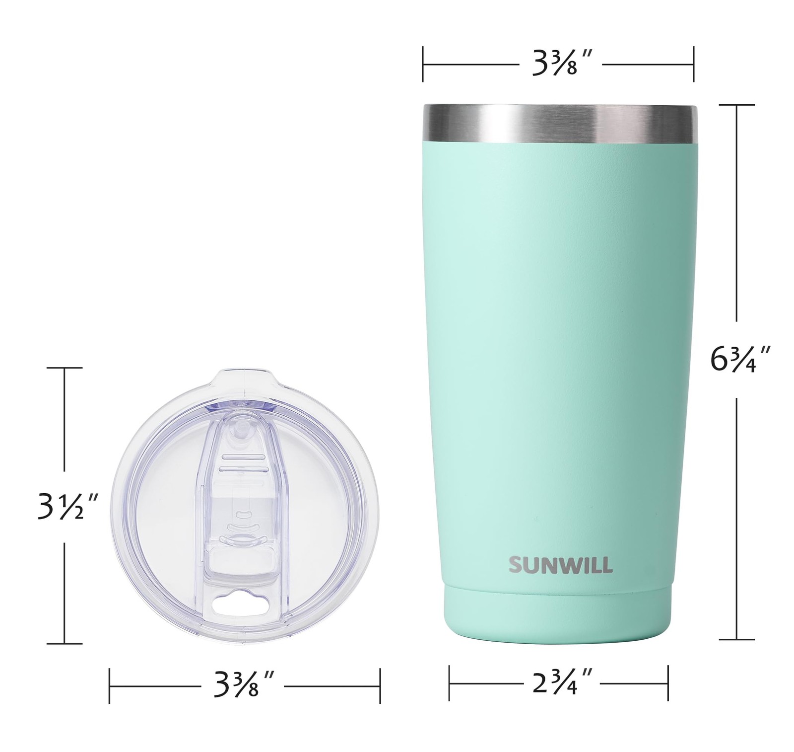 Sunwill Travel Coffee Tumbler 20 Oz Insulated Mug Lid Stainless Steel Cup For