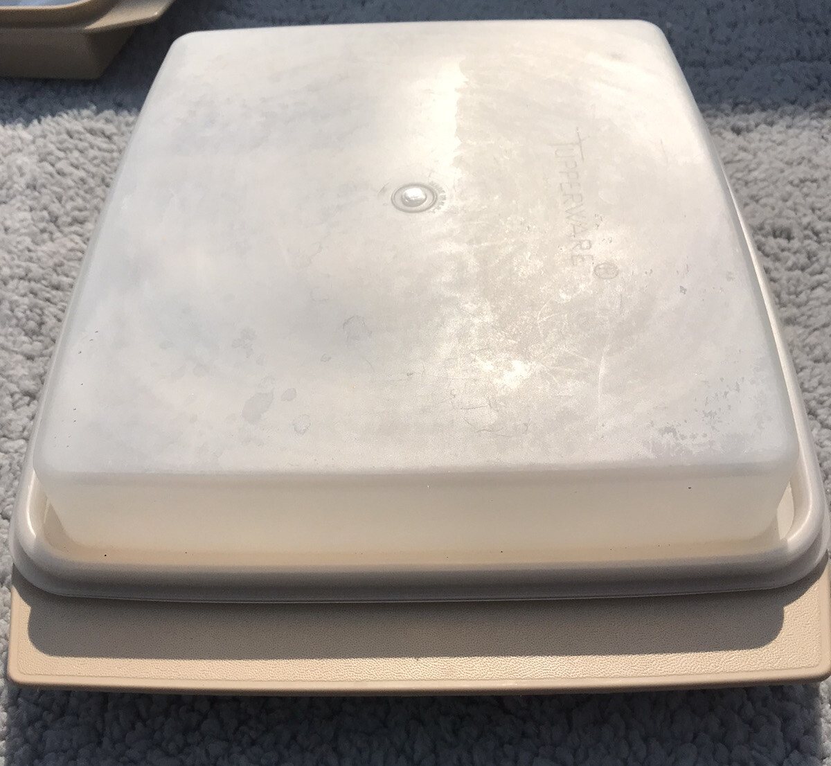 Vtg Tupperware Deviled Egg Keeper Carrier Tray Container 4 Pc Beige Almond Set