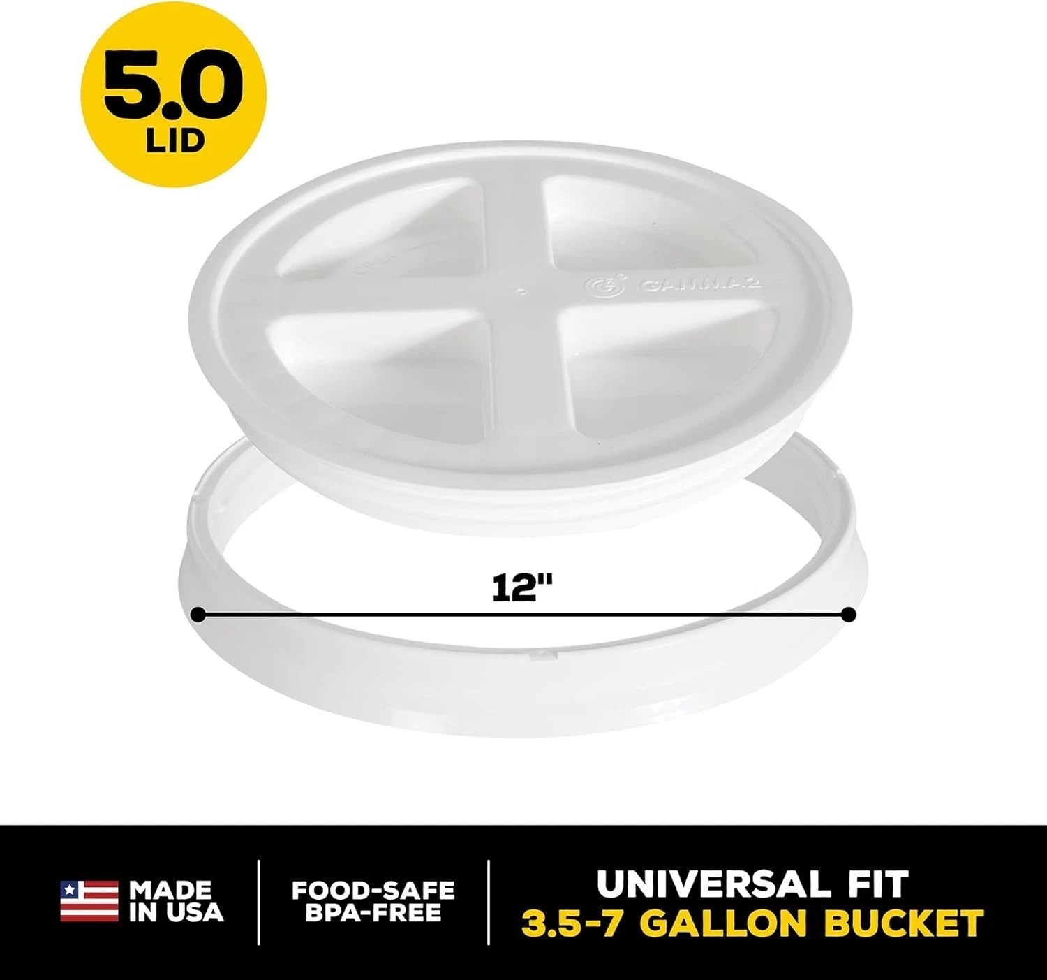 Gamma Seal Lid – Fits 3.5, 5, 6 & 7 Gallon Buckets, Durable & Recyclable