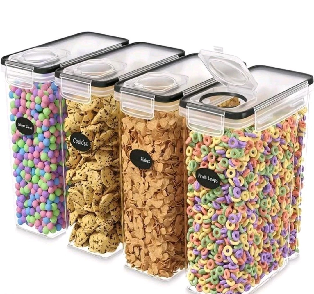 4 Pack Airtight Food Storage Containers BPA Free Pantry Organizer Size L
