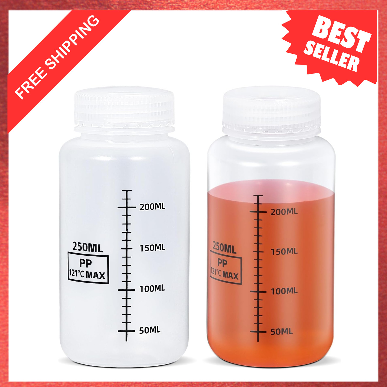 Plastic Bottles with Airtight Lids, Food Grade 260ml, Clear Leakproof