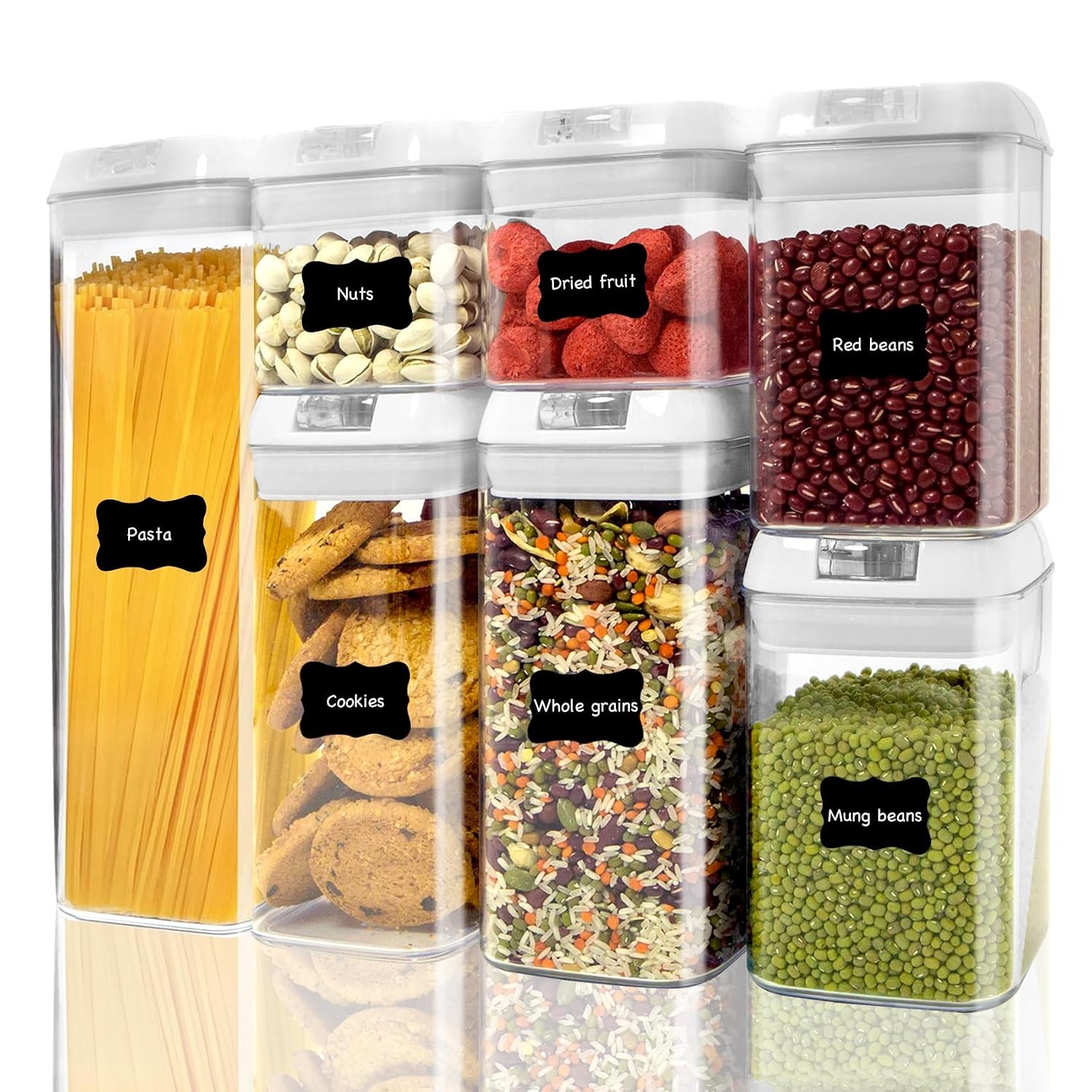 BPA Free Airtight Food Storage Containers with Lids 7 PCS Kitchen Canisters Set