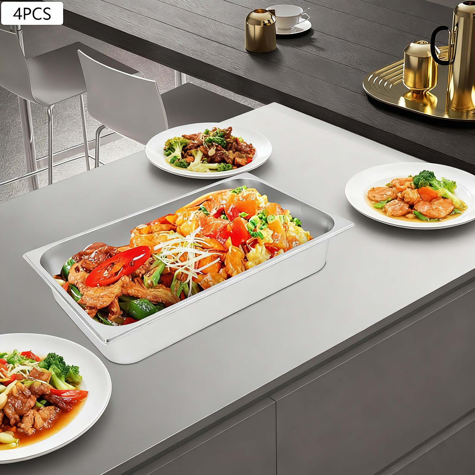 Food Pan with Lid Steam Table Pan Stainless Steel Steam Table Pan