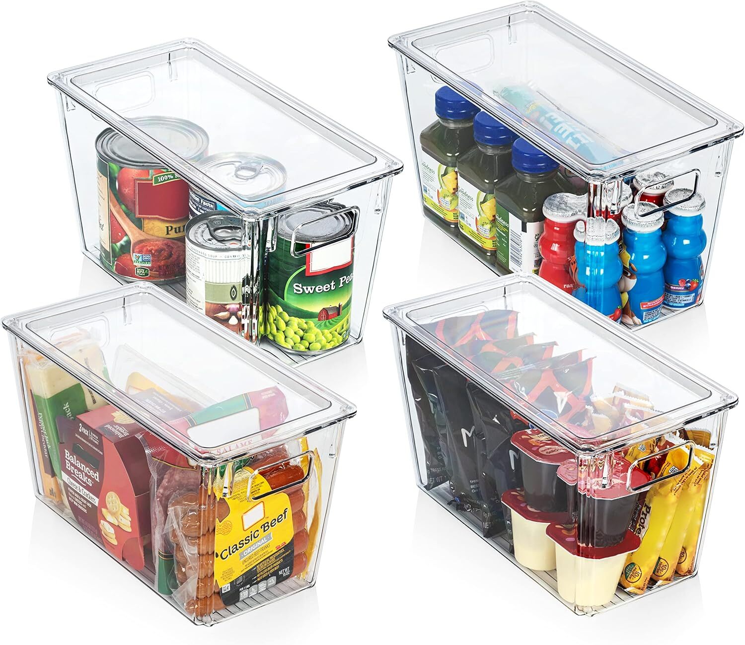 Plastic Storage Boxes (with Lids),Pack of 8,Clear,12.5“x6” x7”, 9Liter Capacity