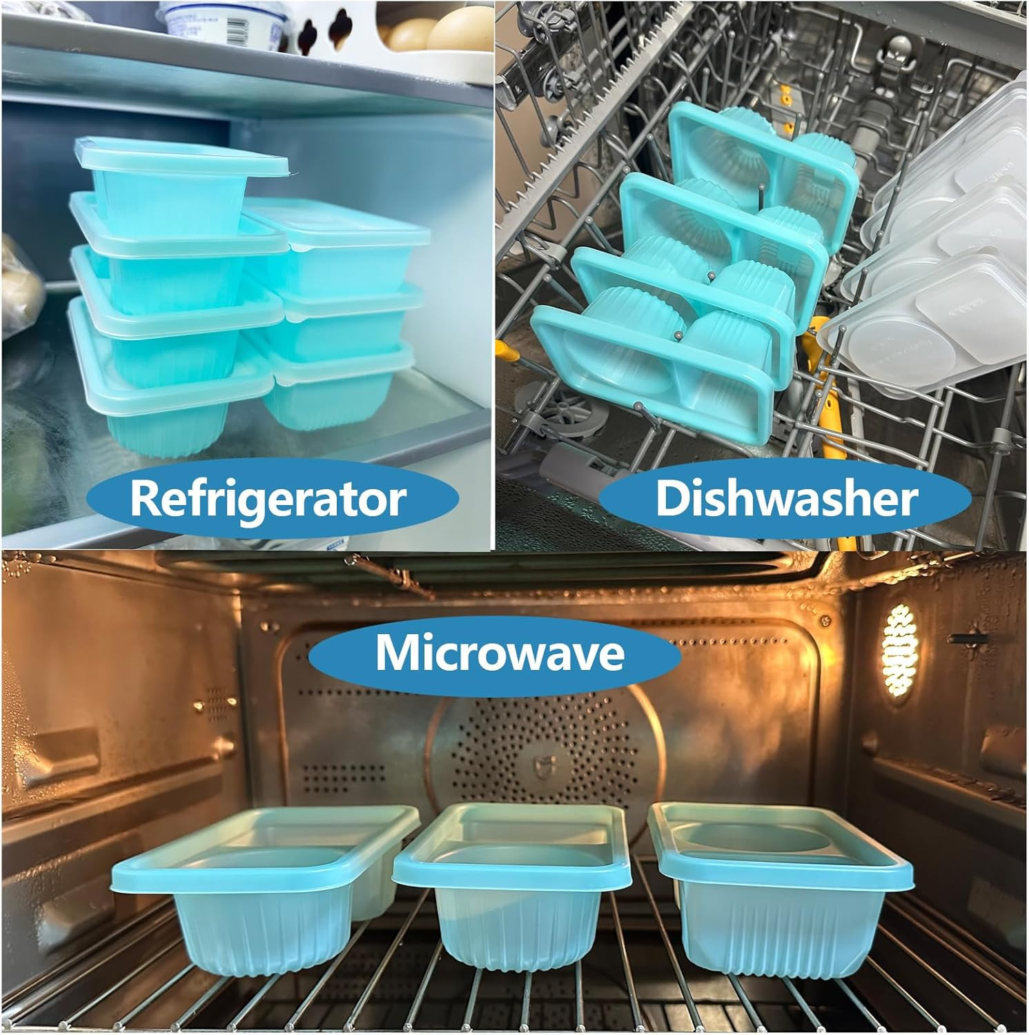 8.4 OZ Reusable Snack Containers with Lids for Kid, New 2 Compartment Large Capa