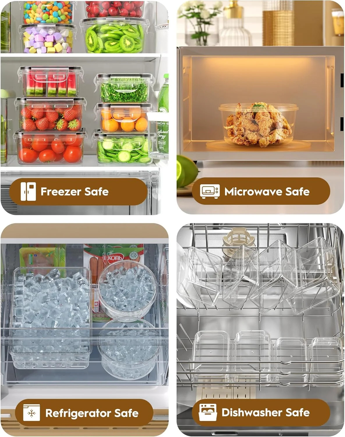 40 PCS Food Storage Containers Lids Airtight Leakproof Kitchen Meal Prep Plastic