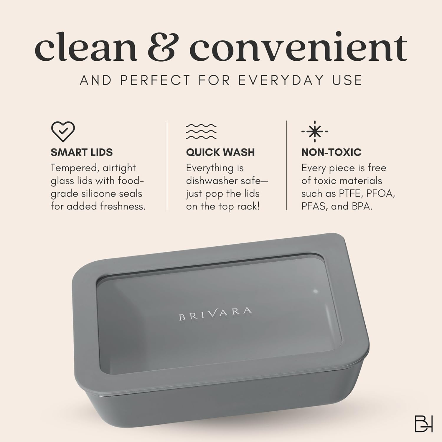 Ceramic Coated Glass Food Storage Container | No PTFE, PFOA, PFAS, and BPA | Reu