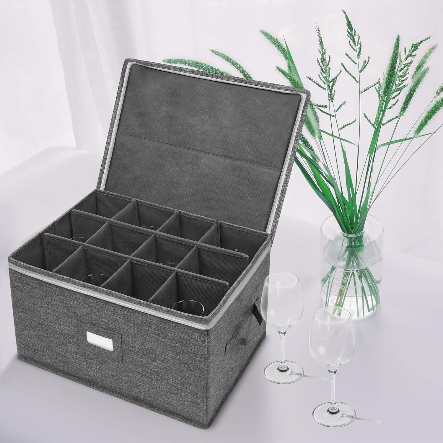 Stemware Storage Cases, Wine Glass Storage Box Containers for Glassware or Cryst