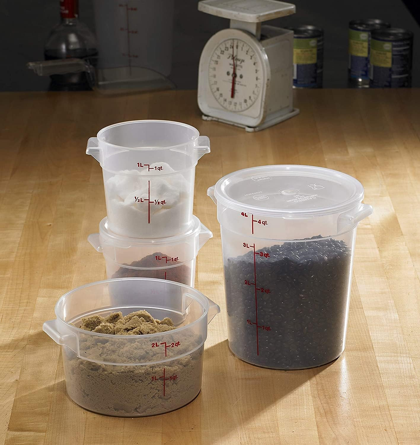 Lumintrail Cambro 2 Quart Round Food Storage Container, 2-Pack Translucent, with