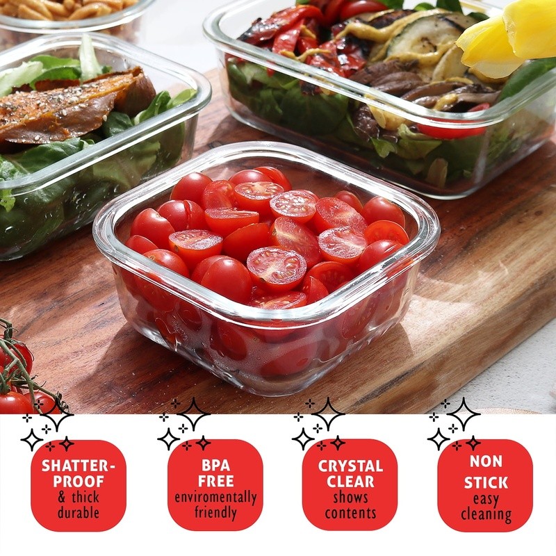 Airtight Stackable Glass Storage Containers Set Meal Prep Tupperware Leakproof